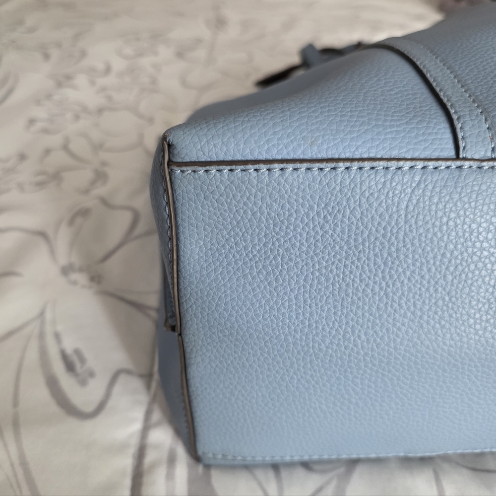 Tory Burch Light Blue Tote with Burgundy Accent - Picture 6 of 7